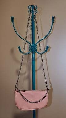 Bershka Light Pink Saffiano Faux Leather Convertible Mini Crossbody Bag